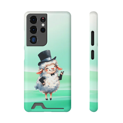 EnchantGuard Phone Case with Card Holder: Style Meets Functionality - Sheep