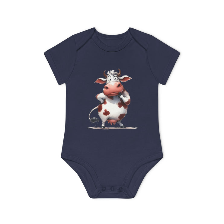 SnuggleNest Organic Baby Bodysuit (Short Sleeves) Cow