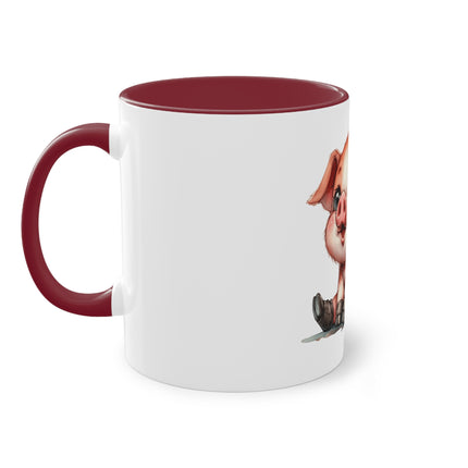 Harmony Two-Tone Coffee Mug: Sip in Style, Revel in Comfort - Pig