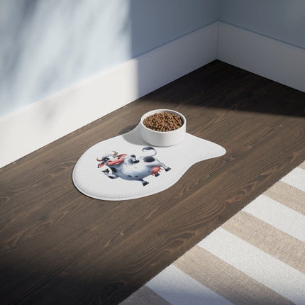 CharmPaws Pet Feeding Mats: Keep Mealtime Mess-Free & Stylish! - Cow