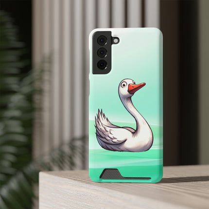 EnchantGuard Phone Case with Card Holder: Style Meets Functionality - Swan