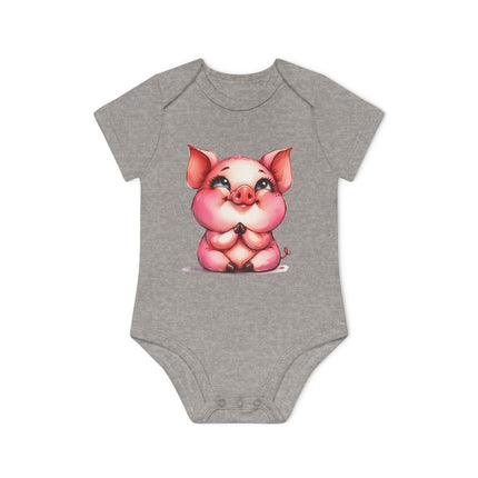 SnuggleNest Organic Baby Bodysuit (Short Sleeves) Pig