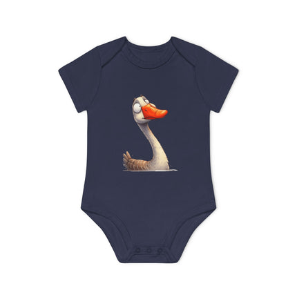 SnuggleNest Organic Baby Bodysuit (Short Sleeves) Swan