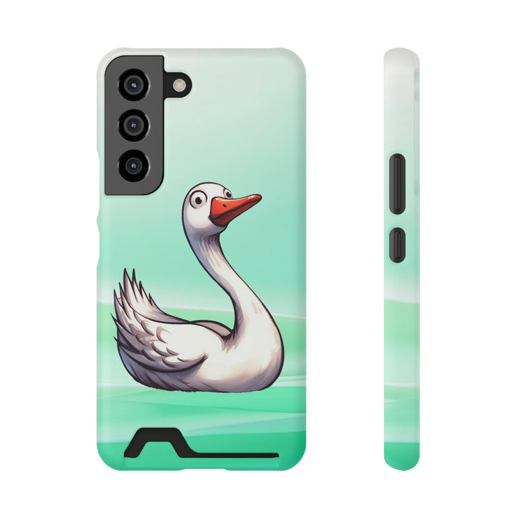 EnchantGuard Phone Case with Card Holder: Style Meets Functionality - Swan