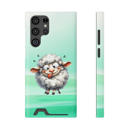 EnchantGuard Phone Case with Card Holder: Style Meets Functionality - Sheep