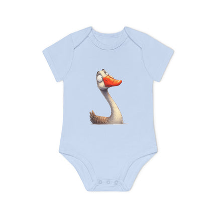 SnuggleNest Organic Baby Bodysuit (Short Sleeves) Swan