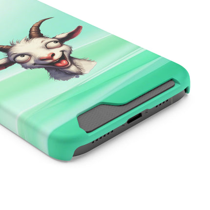 EnchantGuard Phone Case with Card Holder: Style Meets Functionality - Goat