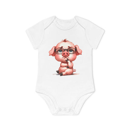 SnuggleNest Organic Baby Bodysuit (Short Sleeves) Pig