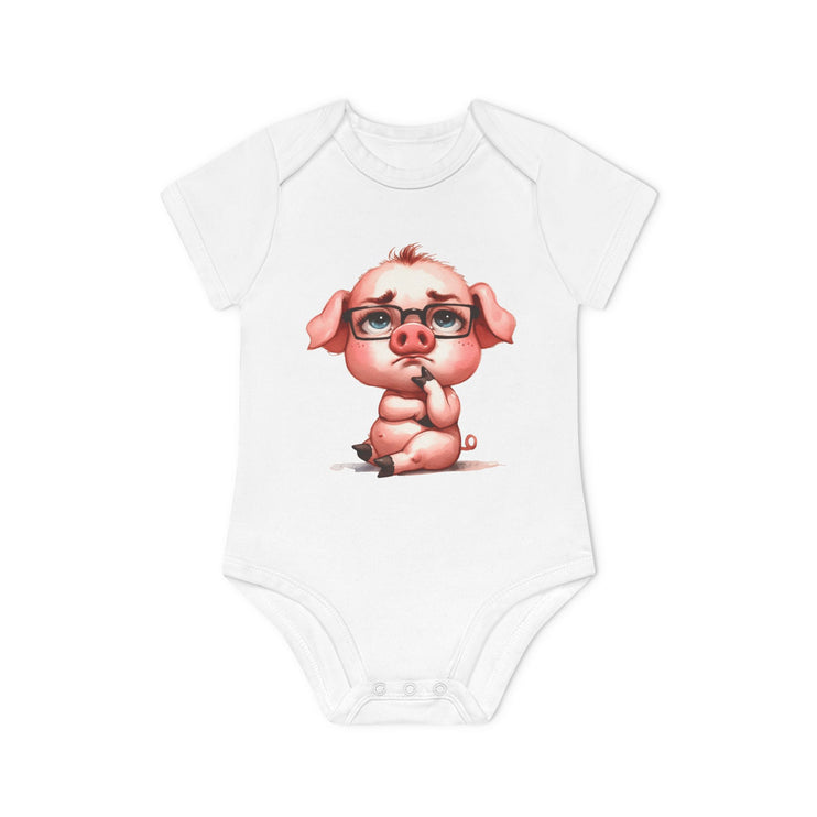 SnuggleNest Organic Baby Bodysuit (Short Sleeves) Pig