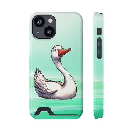 EnchantGuard Phone Case with Card Holder: Style Meets Functionality - Swan