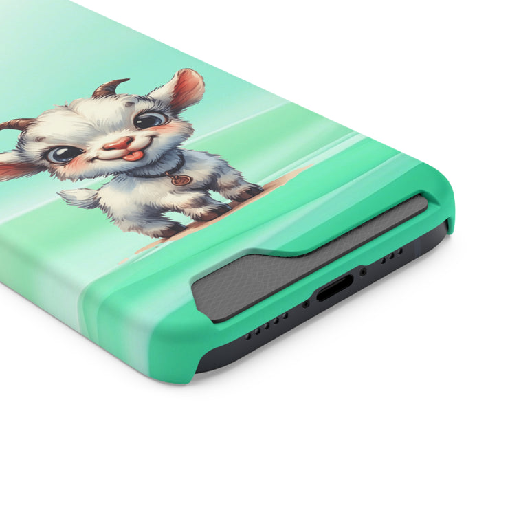 EnchantGuard Phone Case with Card Holder: Style Meets Functionality - Goat