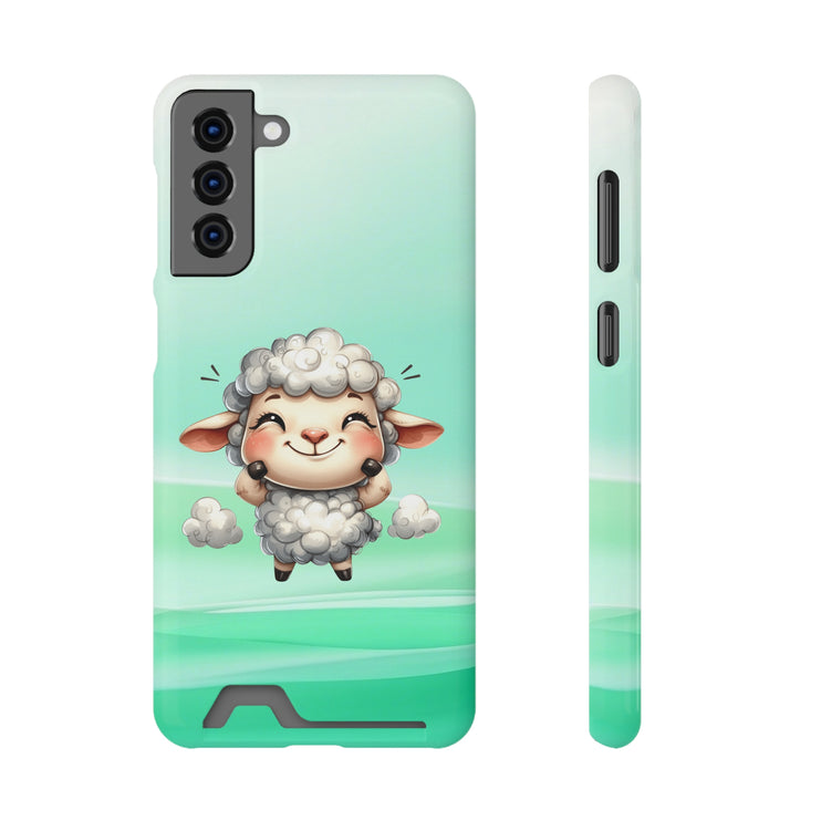 EnchantGuard Phone Case with Card Holder: Style Meets Functionality - Sheep