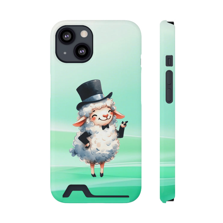 EnchantGuard Phone Case with Card Holder: Style Meets Functionality - Sheep