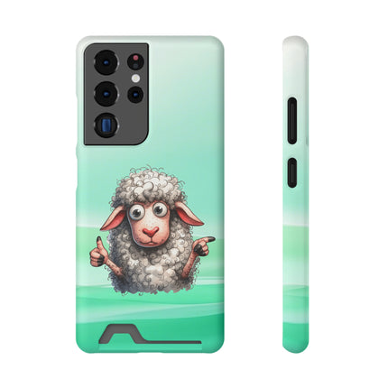 EnchantGuard Phone Case with Card Holder: Style Meets Functionality - Sheep