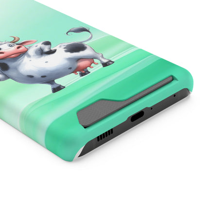 EnchantGuard Phone Case with Card Holder: Style Meets Functionality - Cow