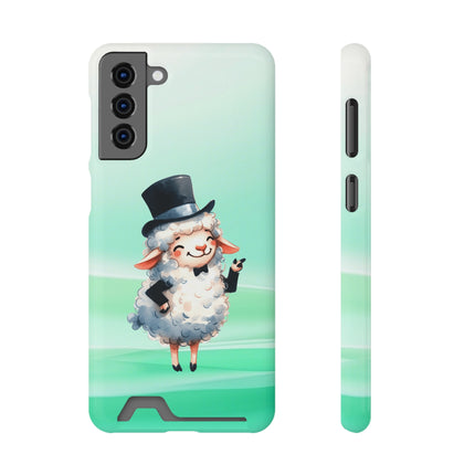 EnchantGuard Phone Case with Card Holder: Style Meets Functionality - Sheep