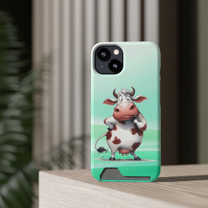 EnchantGuard Phone Case with Card Holder: Style Meets Functionality - Cow