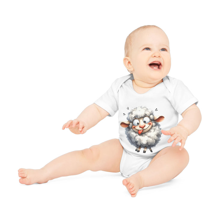 SnuggleNest Organic Baby Bodysuit (Short Sleeves) Sheep