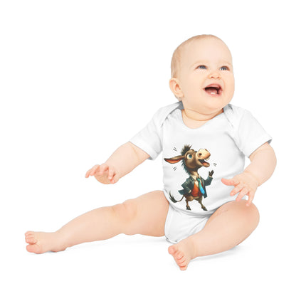 SnuggleNest Organic Baby Bodysuit (Short Sleeves) Donkey