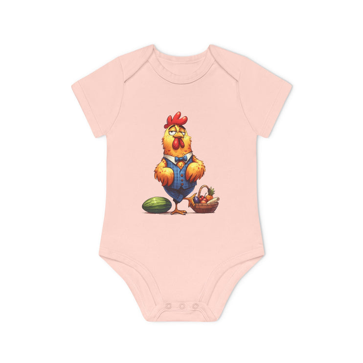 SnuggleNest Organic Baby Bodysuit (Short Sleeves) Rooster