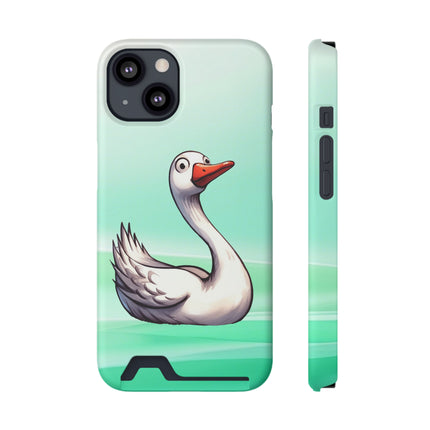 EnchantGuard Phone Case with Card Holder: Style Meets Functionality - Swan