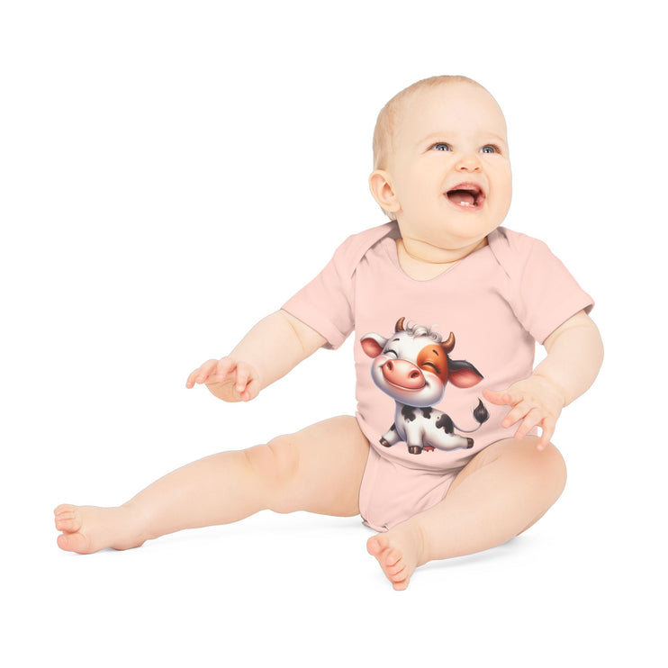 SnuggleNest Organic Baby Bodysuit (Short Sleeves)  Cow