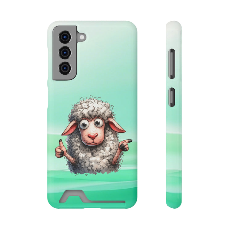 EnchantGuard Phone Case with Card Holder: Style Meets Functionality - Sheep