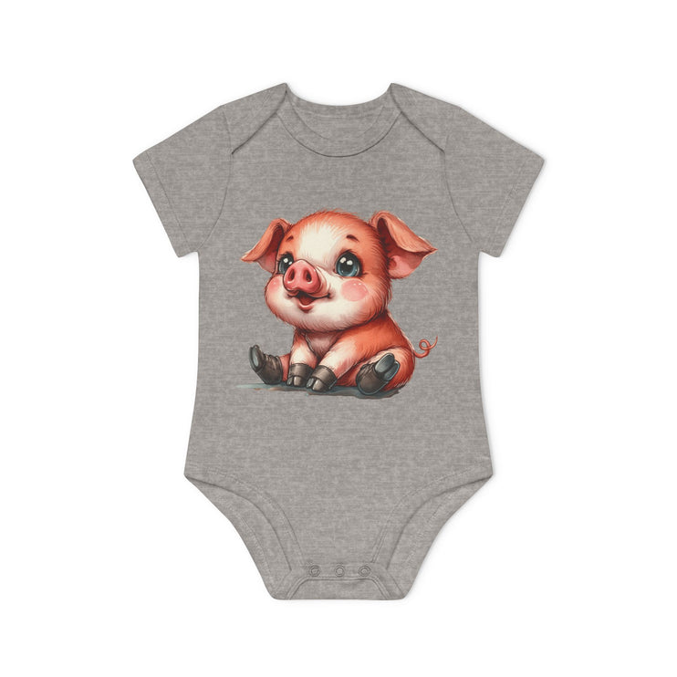 SnuggleNest Organic Baby Bodysuit (Short Sleeves) Pig