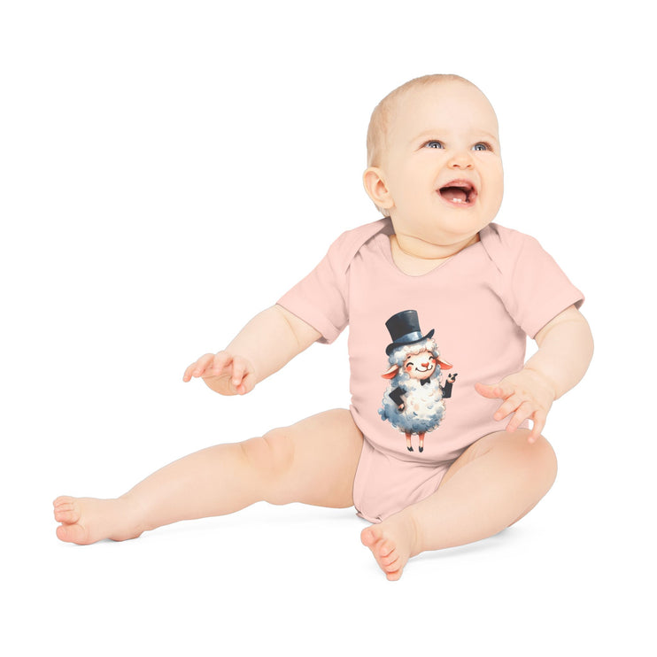 SnuggleNest Organic Baby Bodysuit (Short Sleeves) Sheep