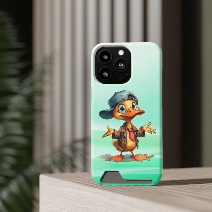 EnchantGuard Phone Case with Card Holder: Style Meets Functionality - Duck