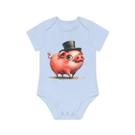 SnuggleNest Organic Baby Bodysuit (Short Sleeves) Pig