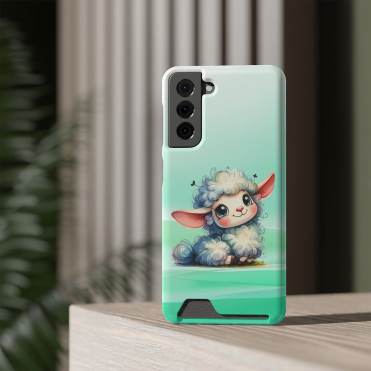 EnchantGuard Phone Case with Card Holder: Style Meets Functionality - Sheep