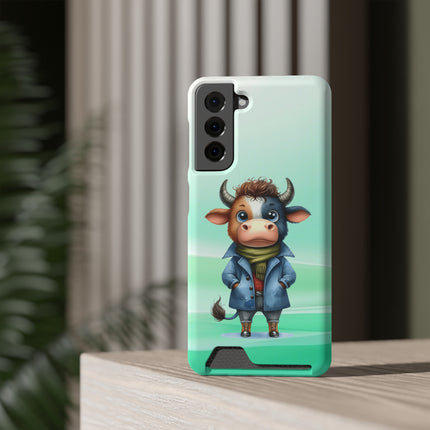 EnchantGuard Phone Case with Card Holder: Style Meets Functionality - Cow