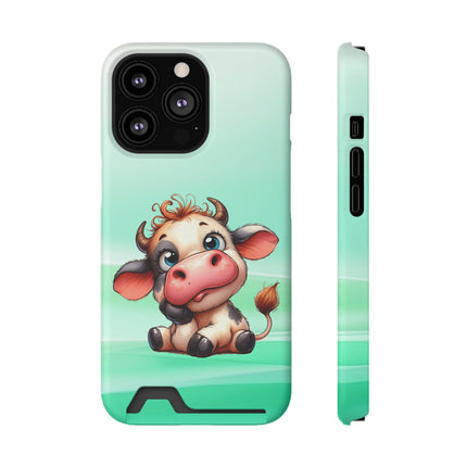 EnchantGuard Phone Case with Card Holder: Style Meets Functionality - Cow