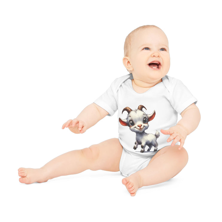 SnuggleNest Organic Baby Bodysuit (Short Sleeves) Goat