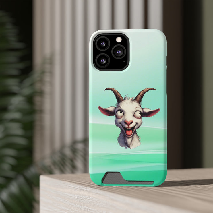 EnchantGuard Phone Case with Card Holder: Style Meets Functionality - Goat