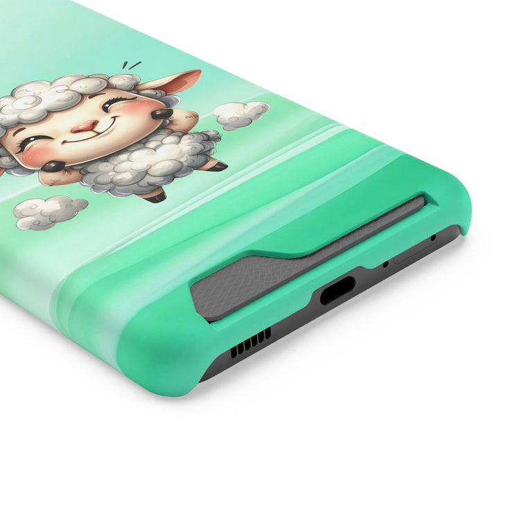 EnchantGuard Phone Case with Card Holder: Style Meets Functionality - Sheep