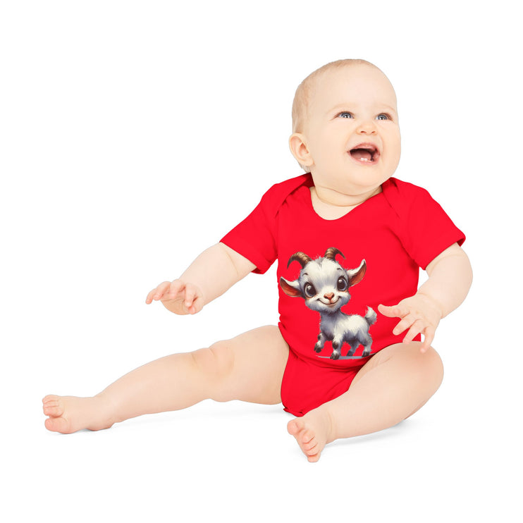 SnuggleNest Organic Baby Bodysuit (Short Sleeves) Goat