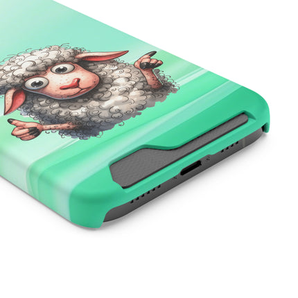 EnchantGuard Phone Case with Card Holder: Style Meets Functionality - Sheep