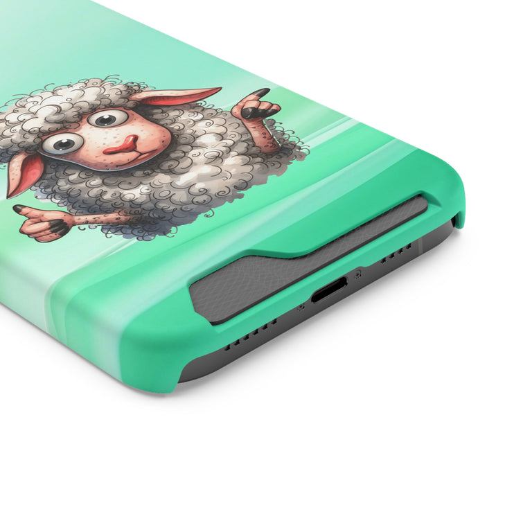 EnchantGuard Phone Case with Card Holder: Style Meets Functionality - Sheep