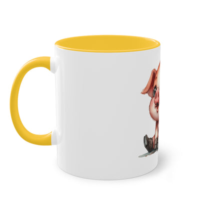 Harmony Two-Tone Coffee Mug: Sip in Style, Revel in Comfort - Pig