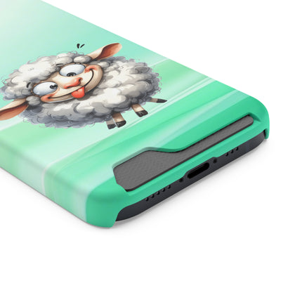 EnchantGuard Phone Case with Card Holder: Style Meets Functionality - Sheep