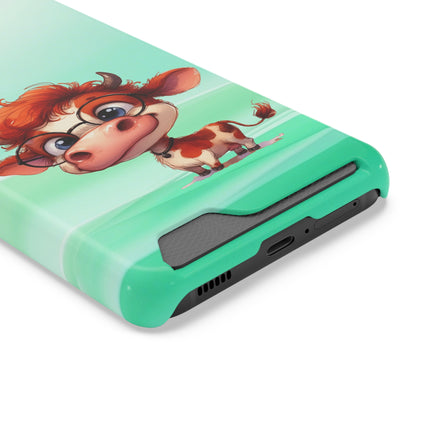 EnchantGuard Phone Case with Card Holder: Style Meets Functionality - Cow