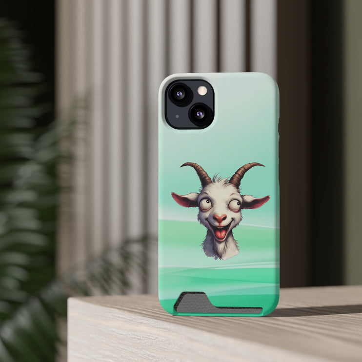 EnchantGuard Phone Case with Card Holder: Style Meets Functionality - Goat