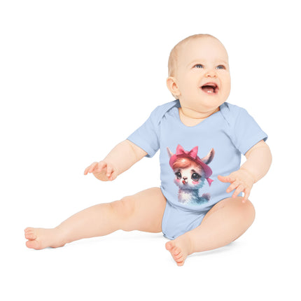 SnuggleNest Organic Baby Bodysuit (Short Sleeves) Lama