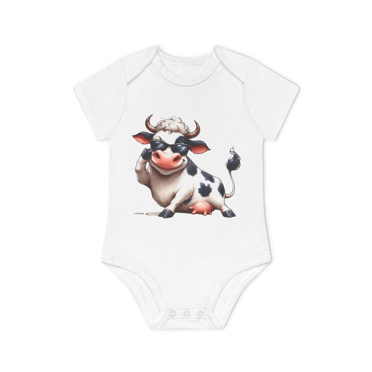 SnuggleNest Organic Baby Bodysuit (Short Sleeves) Cow