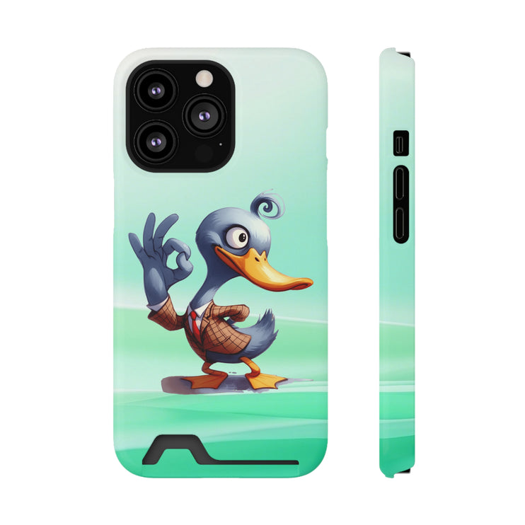 EnchantGuard Phone Case with Card Holder: Style Meets Functionality - Duck