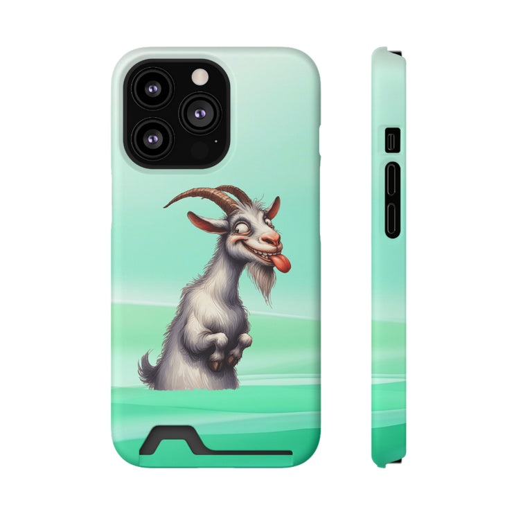 EnchantGuard Phone Case with Card Holder: Style Meets Functionality - Goat