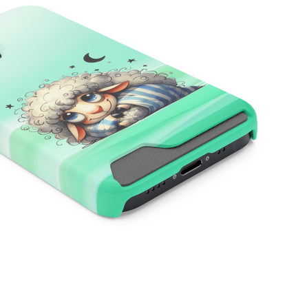 EnchantGuard Phone Case with Card Holder: Style Meets Functionality - Sheep