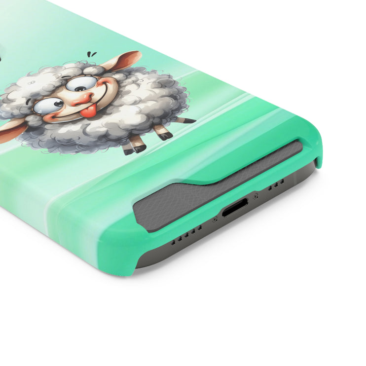 EnchantGuard Phone Case with Card Holder: Style Meets Functionality - Sheep